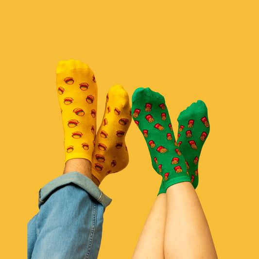 Burger & Fries Socks Combo – A Perfect Pair for Food Lovers!