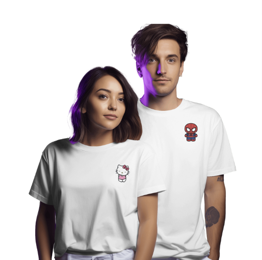 Couple Matching T-Shirt Set – Hello Kitty & Spiderman