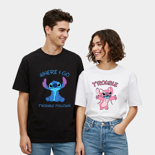 Where I Go, Trouble Follows – Matching Couple T-Shirts 💥👫